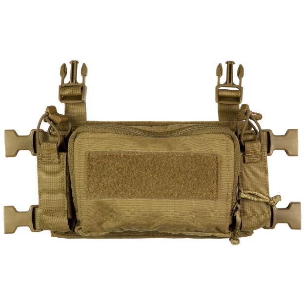 Picture of Haley Strategic Partners D3CR Micro  Chest Rig  Nylon Construction  Coyote Brown  Includes (1) Large Open Pouch  (2) Pistol Magazines  (1) Pouch & X-Harness D3CRM-1-1-COY