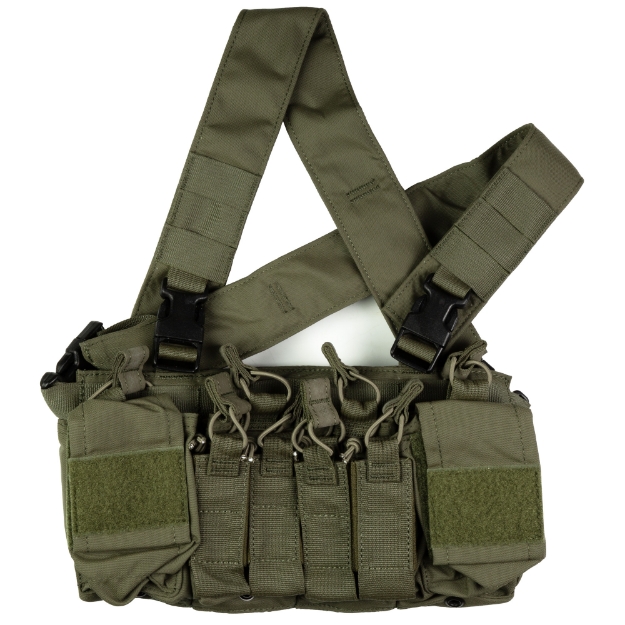 Picture of Haley Strategic Partners D3CRX  Chest Rig  Nylon Construction  Ranger Green  Includes (4) Rifle Magazine Pouches  (4) Pistol Pouches  (2) Pouches & X-Harness D3CRX-1-1-RG