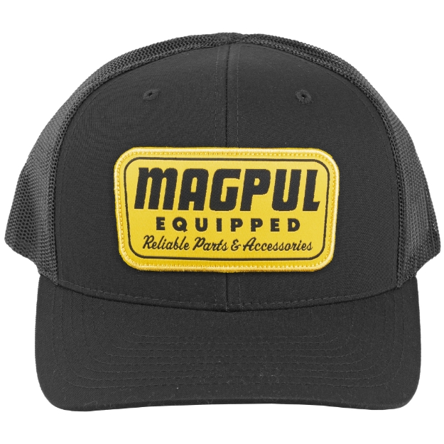 Picture of Magpul Industries Equipped Trucker Hat  Black with Gold Patch  One Size Fits Most MAG1179-001