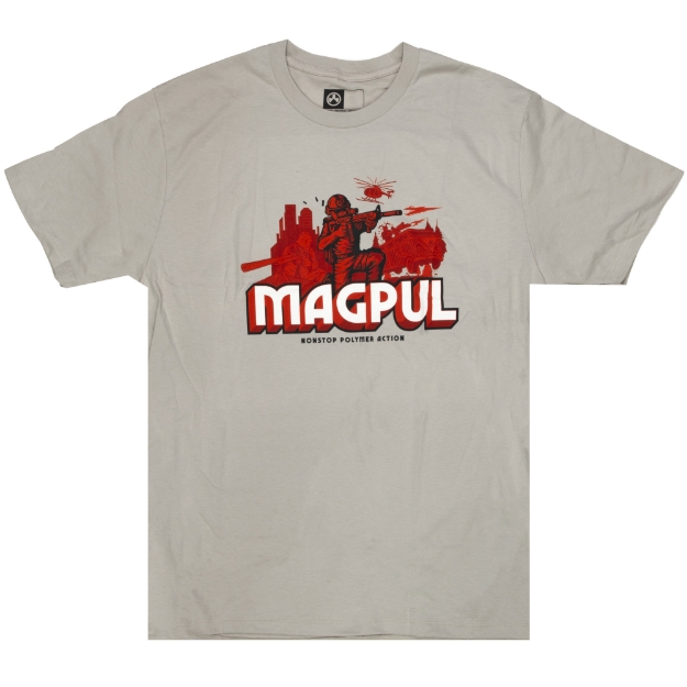 Picture of Magpul Industries Nonstop Polymer Action  T-Shirt  Medium  Silver MAG1221-040-M