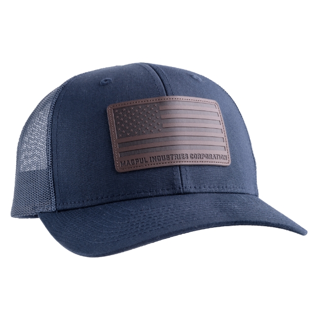 Picture of Magpul Industries Standard Leather Patch Trucker Hat  Navy  One Size Fits Most MAG1212-410