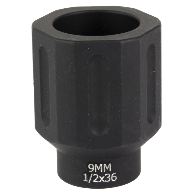 Picture of Battle Arms Development HEX FLASHCAN  Blast Diverter  9MM  Anodized Finish Black  1/2X36 Threaded BAD-FLASHCAN-6-1-2x36