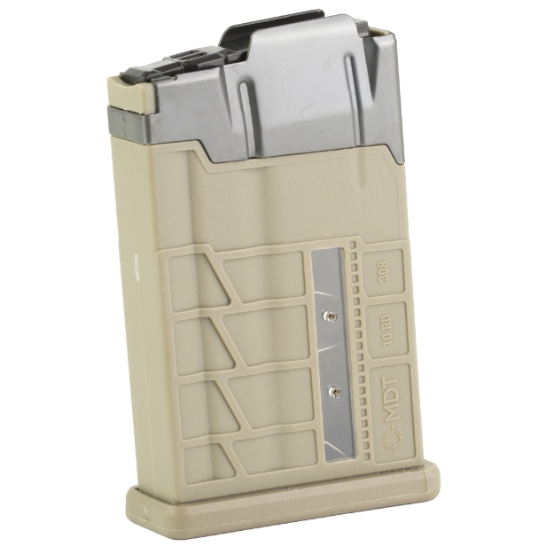 Picture of MDT Magazine  Polymer/Metal  308 Winchester/6.5 Creedmoor  10 Rounds  Flat Dark Earth  Fits Short Action AICS Pattern  Round Indicator Window 103089-FDE