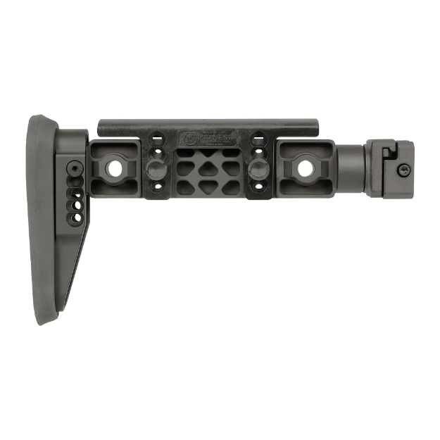 Picture of Midwest Industries Alpha Fixed Beam Stock  Side Folding  Fits AK47 and Other Firearms that Include a 1913 Stock Adapter  Anodized Finish  Black MI-ALPHA-FBSF