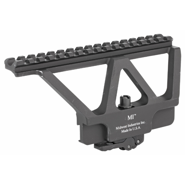 Picture of Midwest Industries MI-AKSM Mount System  Attaches to Rifles with Built in AK Receiver Rail Interface  T-marked  6061 Aluminum  6.75" Rail  Elite QD System for No Tool Adjustment and Repeat Zero  Black (Will not fit Century Arms with Side Rail) MI-AKSM