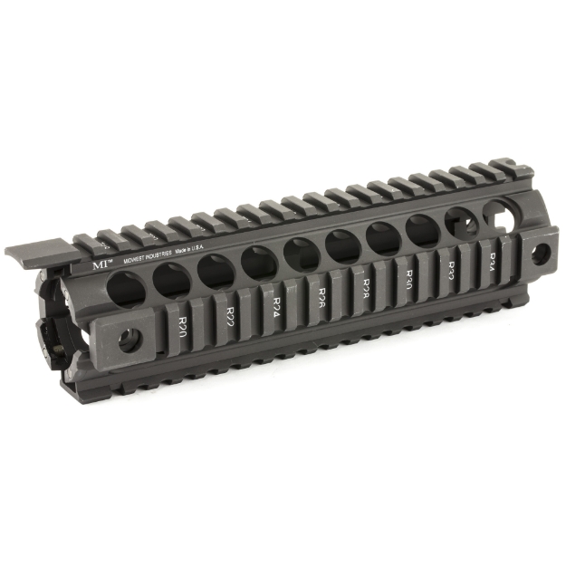 Picture of Midwest Industries Mid-Length Generation 2 Two Piece Drop-In-Handguard  Fits AR-15 Rifles  4-Rail Handguard  Built-In QD Points  9"  Black MCTAR-18G2