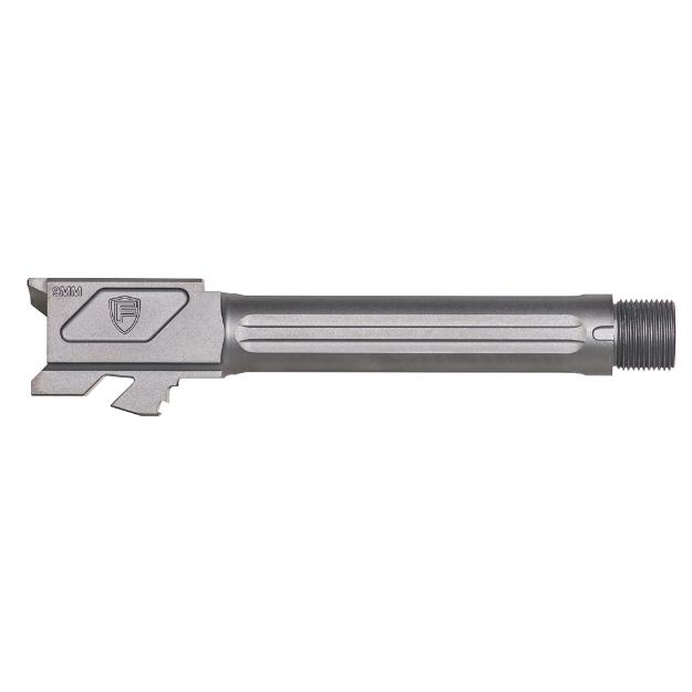 Picture of Fortis Manufacturing  Inc. Match Grade Barrel  For Glock  9MM  4.5"  Threaded  Fits Glock 19 Gen 1-5 and 19X  Grey MDC (PVD) Finish FM-G19-TB-GREY