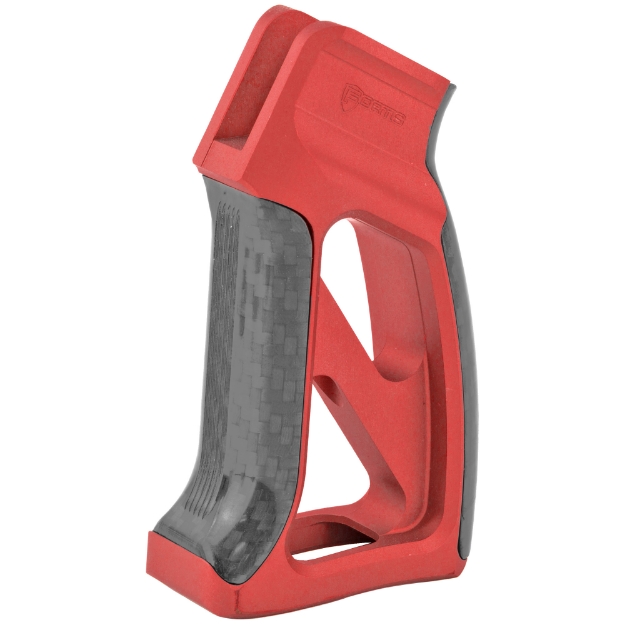 Picture of Fortis Manufacturing  Inc. Torque  Pistol Grip  with Carbon Fiber  Fits AR Rifles  Anodized Red Finish TOR-PG-CF-RED