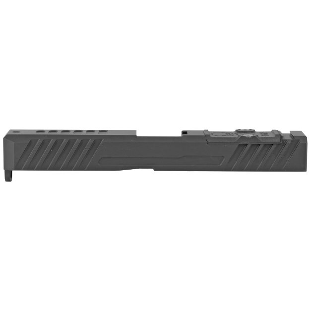 Picture of Grey Ghost Precision Stripped Slide  For Glock 17 Gen 3  Dual Optic Cutout Compatible With Leupold DeltaPoint Pro or Trijicon RMR With Supplied Shim Plate (Correct Length Screws Included)  Comes With A Custom G10 Cover Plate And Proper Screws For Use Without Optic Installed  Version 3 Slide Pattern  Black Nitride Finish GGP-17-3-OC-V3