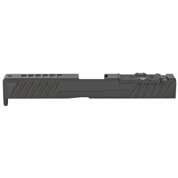 Picture of Grey Ghost Precision Stripped Slide  For Glock 17 Gen 4  Dual Optic Cutout Compatible With Leupold DeltaPoint Pro or Trijicon RMR With Supplied Shim Plate (Correct Length Screws Included)  Comes With A Custom G10 Cover Plate And Proper Screws For Use Without Optic Installed  Version 3 Slide Pattern  Black Nitride Finish GGP-17-4-OC-V3