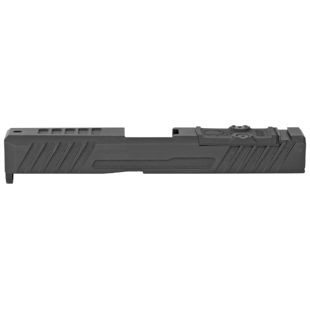 Picture of Grey Ghost Precision Stripped Slide  For Glock 19 Gen 3  Dual Optic Cutout Compatible With Leupold DeltaPoint Pro or Trijicon RMR With Supplied Shim Plate (Correct Length Screws Included)  Comes With A Custom G10 Cover Plate And Proper Screws For Use Without Optic Installed  Version 3 Slide Pattern  Black Nitride Finish GGP-19-3-OC-V3