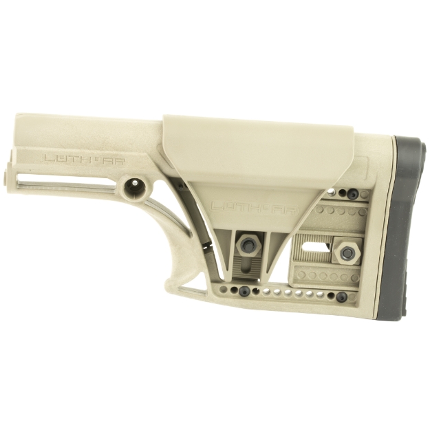 Picture of Luth-AR MBA-1 Fixed Stock  Fits AR-15 & AR-10 Rifle Length A2 Buffer Tube  Flat Dark Earth  Adjustable Cheek Piece and Length of Pull MBA-1F
