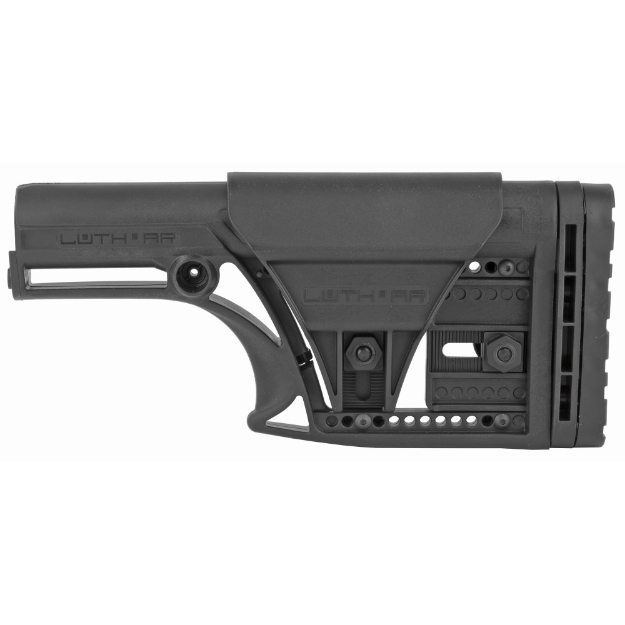 Picture of Luth-AR MBA-1 Stock With 3-Axis Butt Plate  Fits Standard A2 Rifle Length Buffer Tube  Adjustable Length of Pull/Cheek Height/Butt Plate  AR-15/AR-10  Black MBA-1-3AX