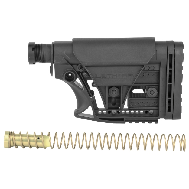 Picture of Luth-AR MBA-3 Stock With Buffer Assembly  Mil-Spec Dia 6-Position Carbine Buffer Tube  .308 Buffer  .308 Buffer Spring  Latch Plate and Lock Ring  Adjustable Length of Pull/Cheek Height/Butt Plate  Fits AR-10  Black MBA-3K308-M