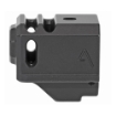 Picture of Agency Arms Glock 43 Compensator  Features two chamber design-2 vertical ports and 2 side venting ports  Front sight hole  Two set screws with an Allen Wrench and a vial of Rockset are included in package  Compatible with the Glock 43  Standard 1/2 x 28 thread pitch  Black Finish 417-G43-BLK