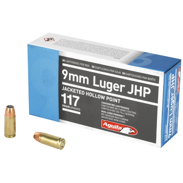 Picture of Aguila Ammunition Pistol  9MM  117Gr  Jacketed Hollow Point  50 Round Box 1E092112