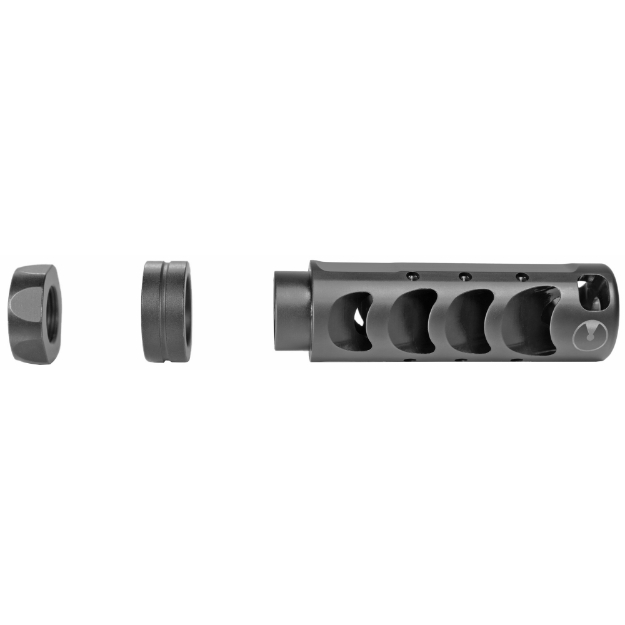 Picture of Ultradyne USA Apollo MAX Compensator Muzzle Brake with Timing Nut AR-10 6.5  5/8"-24 Thread  .975 Outside Diameter  Steel Nitride Finish UD10260