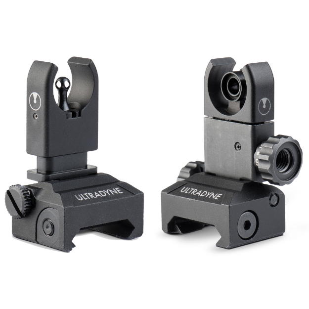 Picture of Ultradyne USA C4 Front & Rear Sight Combo  Fits Picatinny Rails  Black  4.7 oz. Total  4140 CrMo Steel UD10480