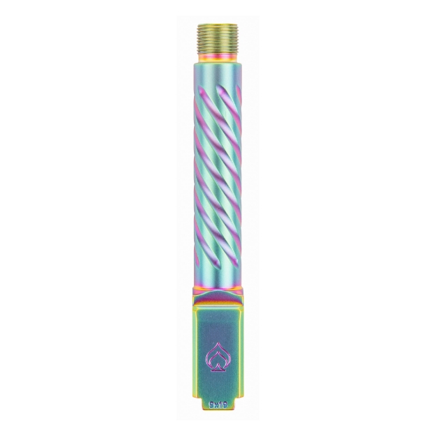 Picture of Ballistic Advantage Premium Series  9MM  4.5" Threaded Barrel  1/2x28  Spiral Fluting  For Glock 19 Gen 3-5  PVD Finish  Iridescent Rainbow BAPSG195T3W