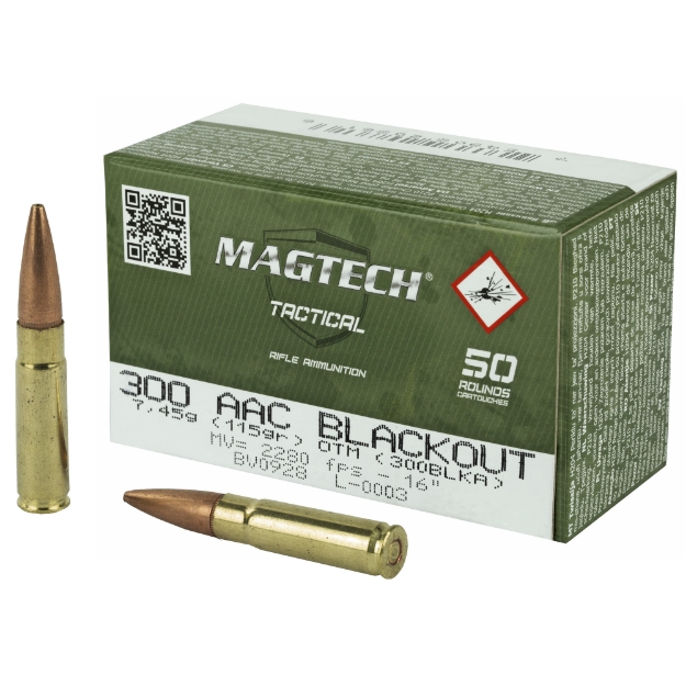 Picture of Magtech First Defense  300 Blackout  115 Grain  Hollow Point Flat Base  50 Round Box 300BLKA