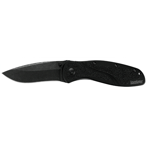Picture of Kershaw Blur  3.4" Folding Knife/Assisted  Drop Point  Plain Edge  Anodized Aluminum Frame  BlackWash Finish  with Thumb Stud/Pocket Clip 1670BW