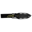 Picture of Kershaw Deschutes Caper  Fixed Blade Knife  3.3" Clip Point Blade  Plain Edge  D2 Steel  Stonewash Finish  Silver  Olive Drab Green Handle  Includes Molded Sheath 1882