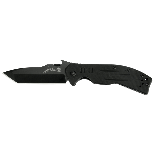 Picture of Kershaw Emerson CQC  3.5" Folding Knife  Tanto Point  Plain Edge  Black G10 Frame  8CR13MOV/Black Oxide Coating Finish  Wave/Dual Thumb Disc/Pocket Clip 6044TBLK
