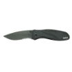 Picture of Kershaw Ken Onion Blur  3.4" Assisted Folding Knife  Drop Point  Combo Edge  14C28N/Stone Washed  Black Anodized Aluminum 6061-T6  Thumb Stud/Pocket Clip 1670BLKST