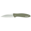 Picture of Kershaw Leek  3"  Assisted Folding Knife  Clip Point Thumb  Plain Edge  14C28N/Satin  Anodized Aluminum  Thumb Stud/Pocket Clip  Olive 1660OL