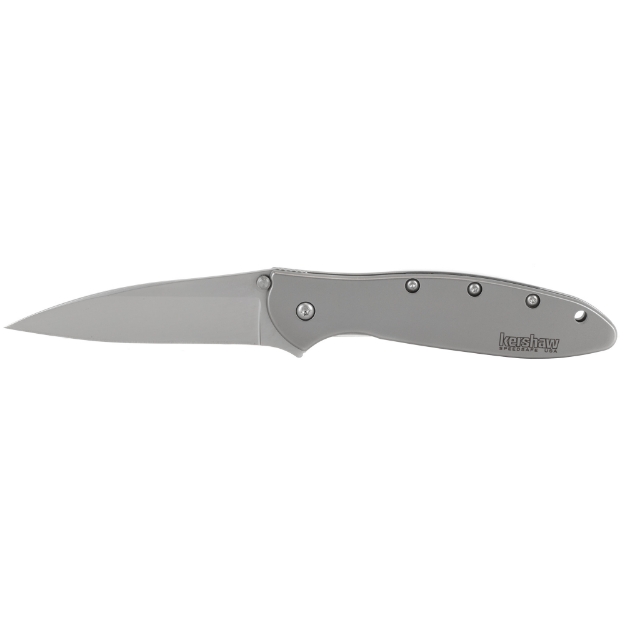 Picture of Kershaw Leek  3" Assisted Folding Knife  Clip Point  Plain Edge  14C28N/Satin  Satin 410 Stainless  Thumb Stud/Pocket Clip 1660