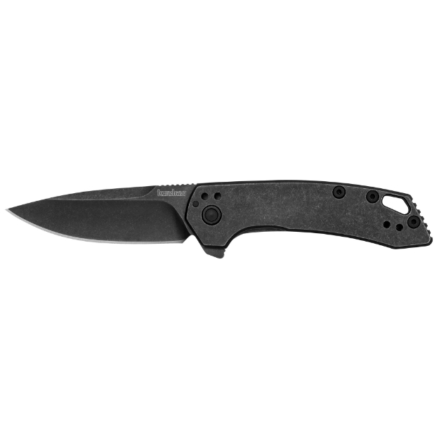 Picture of Kershaw Radar  Folding Knife  Flipper Assisted Opening  Plain Edge  8Cr13MoV Steel  Blackwash Finish  Stainless Steel Handle  2.9" Blade  6.7" Overall Length  Includes Deep Carry Pocket Clip 5560