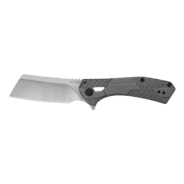Picture of Kershaw Static  3.9" Folding Knife  Cleaver  Plain Edge  8Cr13MoV With Satin Flats  Stainless Steel Handle with PVD Finish 3445