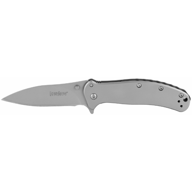 Picture of Kershaw Zing SS  Folding Knife  3"  8CR13MOV  Bead-Blasted  410 Bead-Blasted  Plain  Drop Point  SpeedSafe  Flipper  Frame Lock  Reversible Carry 1730SS