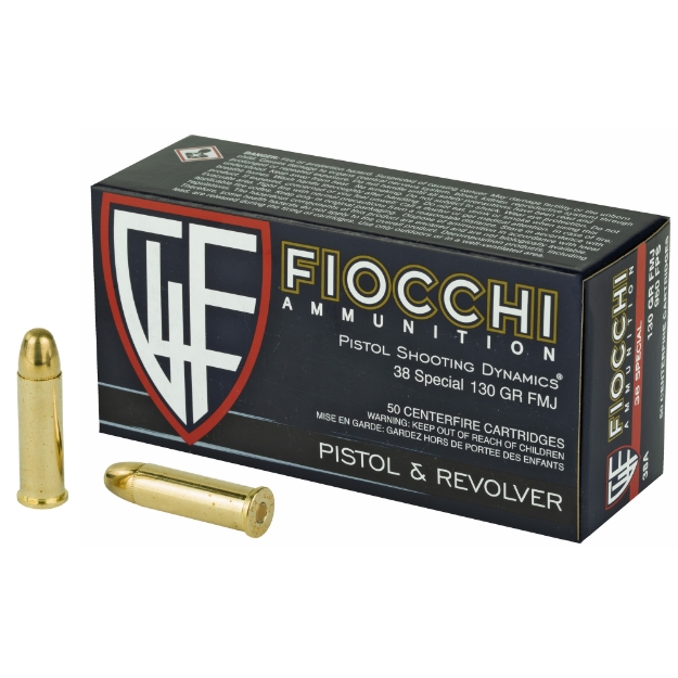 Picture of Fiocchi Ammunition Centerfire Pistol  38 Special  130 Grain  Full Metal Jacket  50 Round Box 38A