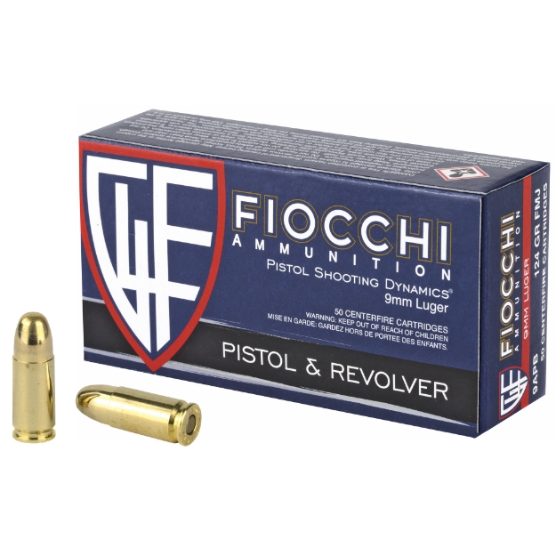 Picture of Fiocchi Ammunition Centerfire Pistol  9MM  124 Grain  Full Metal Jacket  50 Round Box 9APB