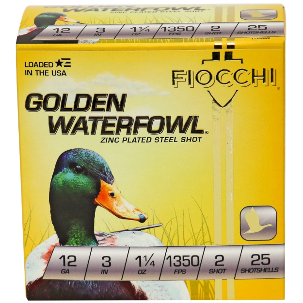 Picture of Fiocchi Ammunition Golden Waterfowl  12 Gauge  3"  #2  Steel Shot  25 Round Box 123SGW2
