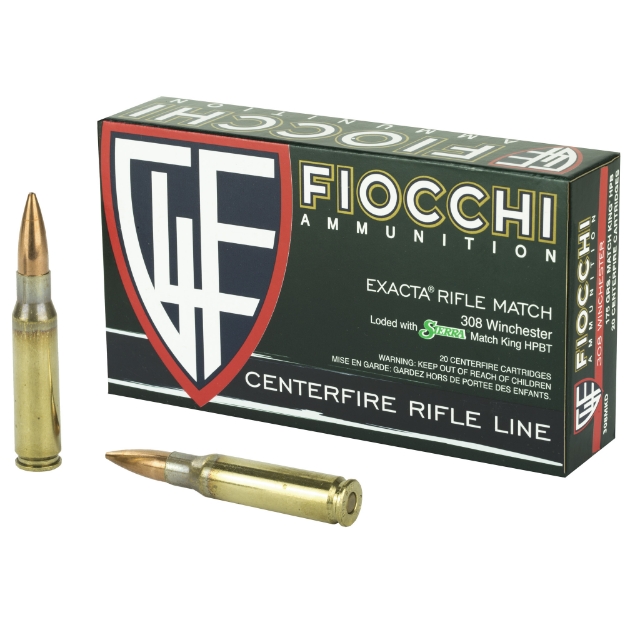 Picture of Fiocchi Ammunition Rifle  308WIN  175 Grain  Hollow Point Boat Tail Match King  20 Round Box 308MKD