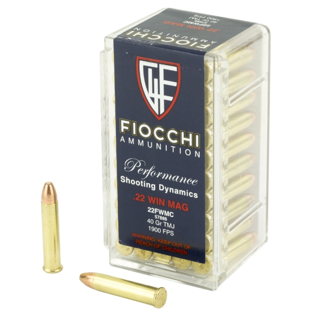 Picture of Fiocchi Ammunition Rimfire  22WMR  40 Grain  Full Metal Jacket  50 Round Box 22FWMC
