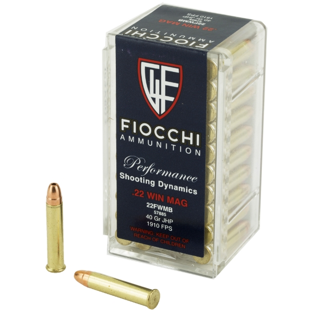 Picture of Fiocchi Ammunition Rimfire  22WMR  40 Grain  Jacketed HollowPoint  50 Round Box 22FWMB