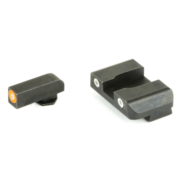 Picture of AmeriGlo Glock Pro-Glo Combination Set  Sights  Fits Glock 17 19 22 23 24 26 27 33 34 35 37 38 39  Green Tritium Lamp with Orange Outline Front  Green Tritium with White Outline Rear GL-241