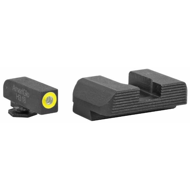 Picture of AmeriGlo Protector  Sight  Fits Glock 17 19 22 23 24 26 27 33 34 35 37 38 39  Green Tritium LimeGreen Lumi Round Outline Front  Black Serrated Rear GL-701