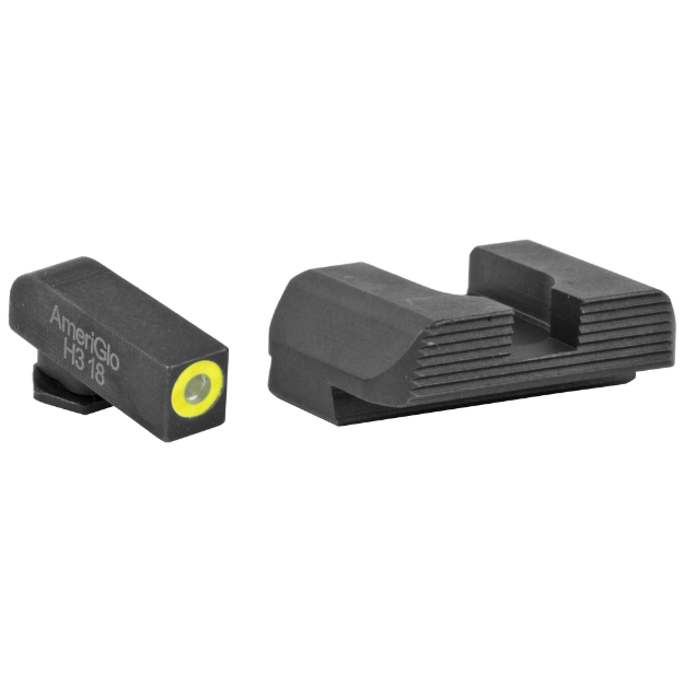 Picture of AmeriGlo Protector  Sight  Fits Glock 42 and 43  Green Tritium LumiLime Round Outline front  Black Serrated rear  Front/Rear GL-705
