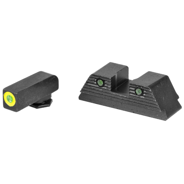 Picture of AmeriGlo Trooper  Sight  Fits Glock 20 21 29 30 31 32 36 40 41  Green Tritium LumiLime Outline Front  Green Tritium Black Serrated Rear  Front/Rear GL-820