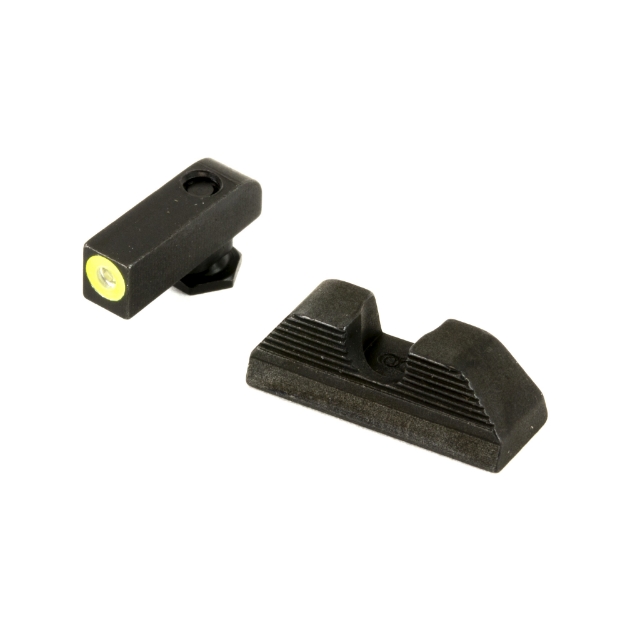 Picture of AmeriGlo UC  Sight  Fits Glock 42 and 43  Green Tritium Lime Green Lumi Outline  Front Black Serrated  Round Notch Rear GL-352