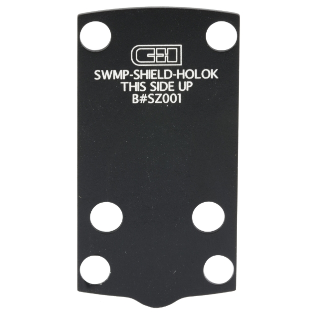 Picture of C&H Precision Weapons CHP Adapter Plate  Converts the Shield Plus Optic Ready Variant to the Holosun 407/507K  Anodized Finish  Black  Includes Mounting Hardware SWMP-HOLOk-SHIELD-PLUS