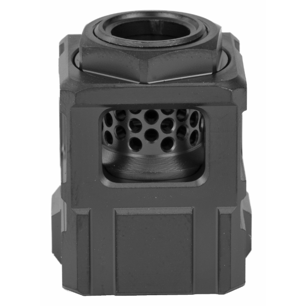 Picture of Chaos Gear Supply Qube Compensator  Black/Black Finish  1/2X28 Thread Pitch QUBECOMPBLKBLK