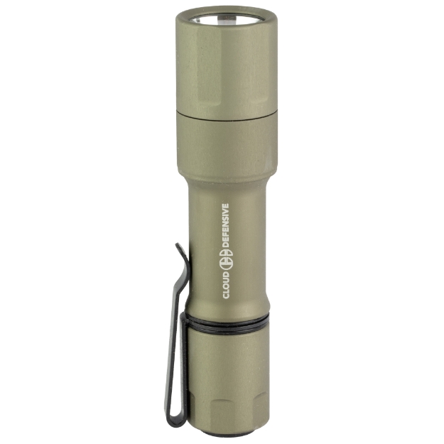 Picture of Cloud Defensive MCH  Mission Configurable Handheld  High Candela  Flashlight  1100 Lumens  Accepts 18650 and CR123A Batteries  Single Output  Aluminum  Anodized Finish  Flat Dark Earth  Includes Charger  18650 Battery  and Pocket Clip MCH 2.0-HC-DF-P-650 FDE
