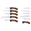Picture of Cold Steel Click N Cut Hunting Kit  Folding Knife  Includes 1 Knife Handle and 5 Blades (1-3.5" Caper Blade  1-4" Skinning Blade w/Gut Hook  1-4" General Purpose Blade  1-5" Boning Blade  and 6" Bone Saw)  Non Slip Orange and Black Handle CS-CC-FLDKIT