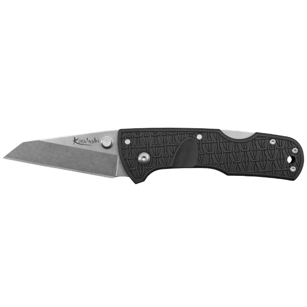 Picture of Cold Steel Kiridashi  Folding Knife  Silver  Plain Edge  Wharncliffe  2.5" Blade  Stonewashed Finish  4034SS  Black Handle CS-20KPL