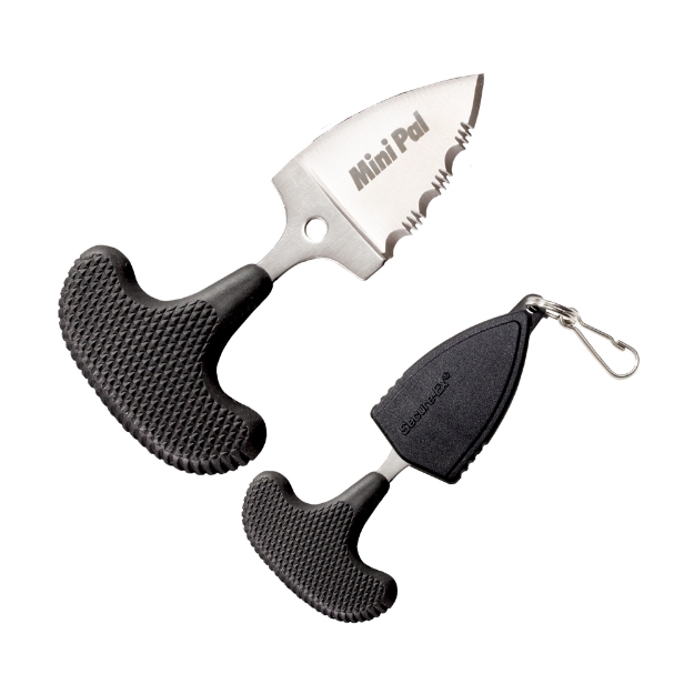 Picture of Cold Steel Mini Pal  1" Fixed Blade Knife  Drop Point  3/4 Serrated Edge  AUS 8A/Polished  Black Kraton  Secure-Ex Sheath CS-43NSK